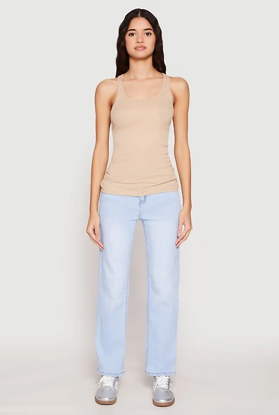 Womens Ribbed Knit Racerback Tank Top,