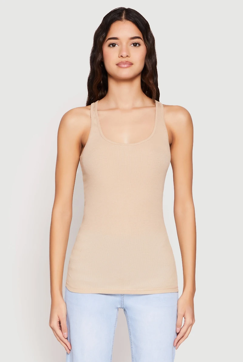 Womens Ribbed Knit Racerback Tank Top,