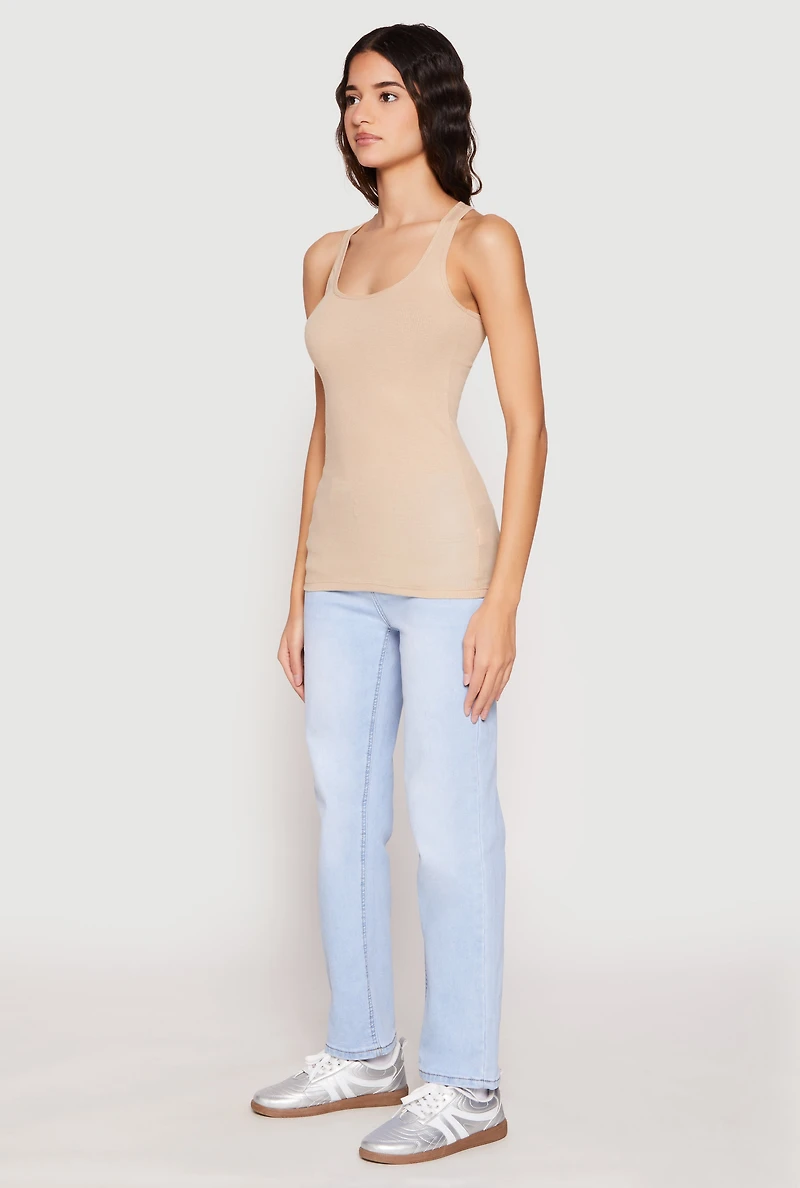 Womens Ribbed Knit Racerback Tank Top,