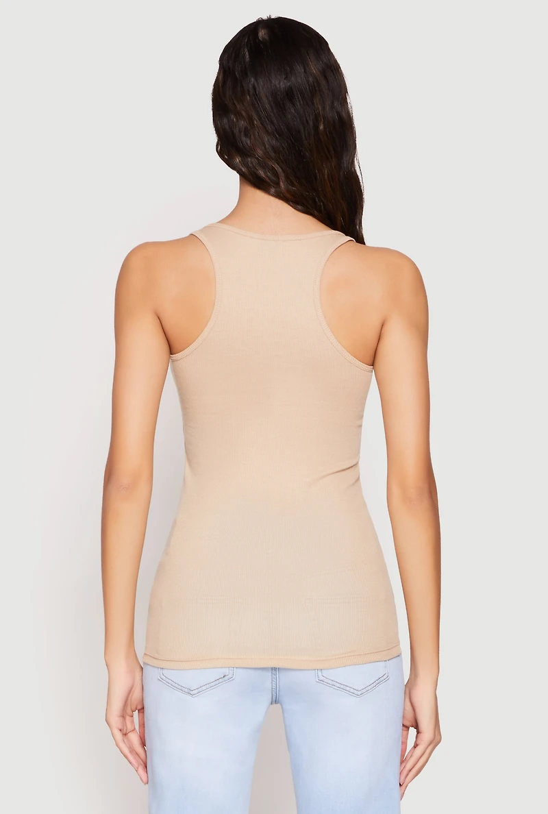 Womens Ribbed Knit Racerback Tank Top,