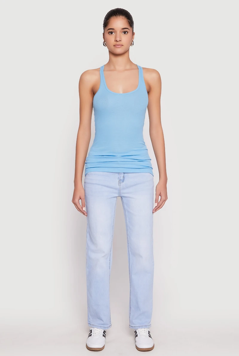 Womens Ribbed Knit Racerback Tank Top, S