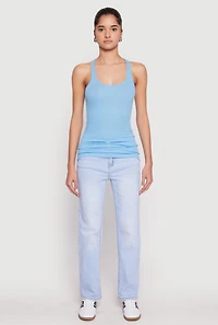 Womens Ribbed Knit Racerback Tank Top, S