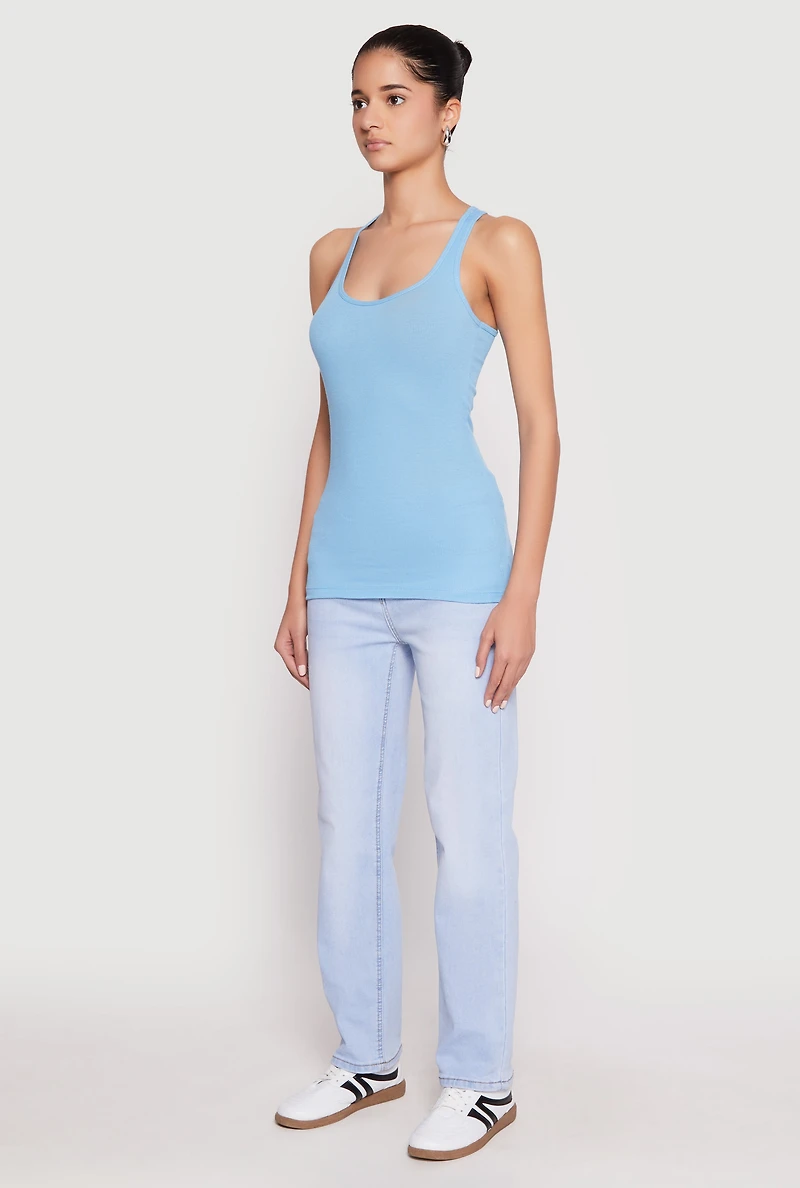 Womens Ribbed Knit Racerback Tank Top, S