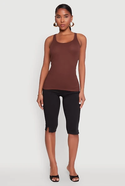 Womens Ribbed Knit Racerback Tank Top,