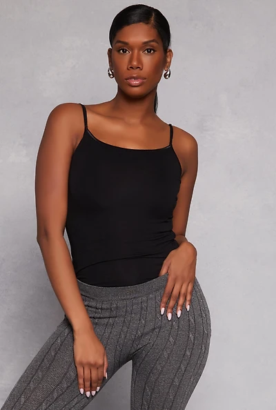 Womens Scoop Neck Basic Cami, Black, Size M