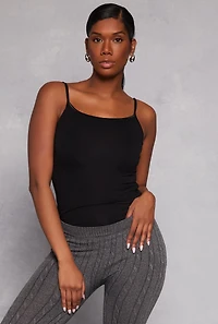 Womens Scoop Neck Basic Cami, Black, Size M