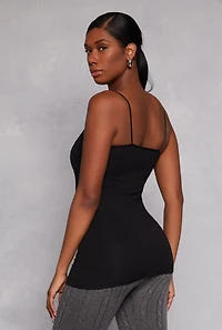 Womens Scoop Neck Basic Cami, Black, Size M