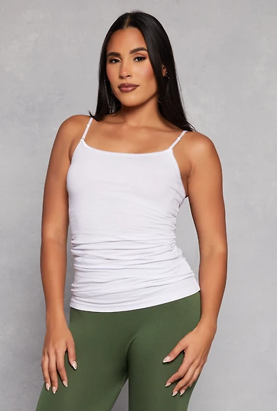Womens Scoop Neck Basic Cami, White, Size S