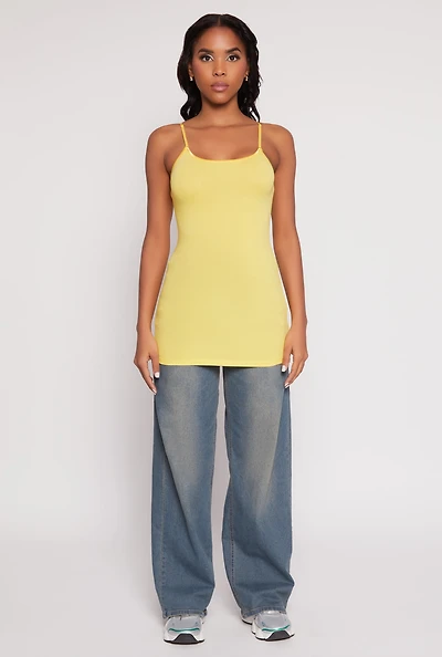 Womens Scoop Neck Basic Cami, Yellow, Size S