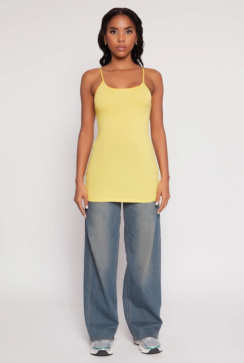 Womens Scoop Neck Basic Cami, Yellow, Size S