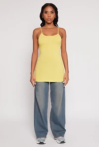 Womens Scoop Neck Basic Cami, Yellow, Size S