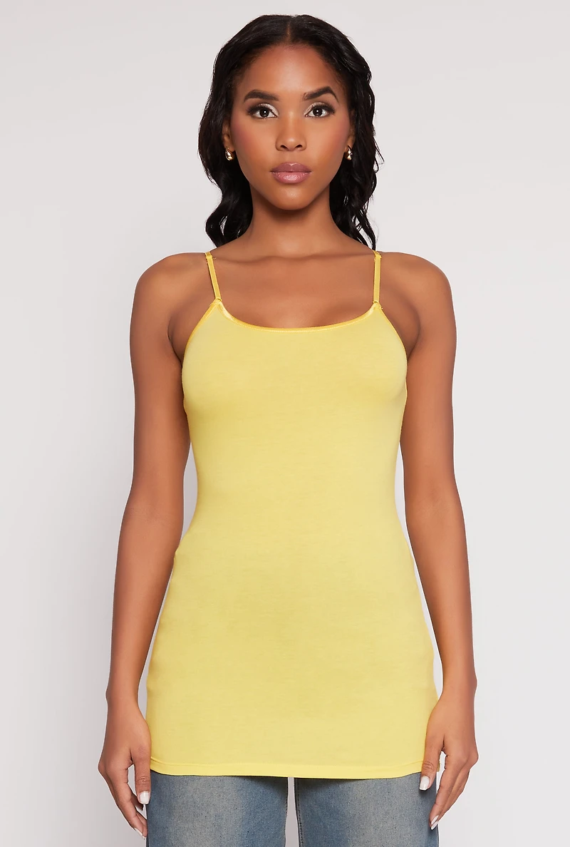 Womens Scoop Neck Basic Cami, Yellow, Size S