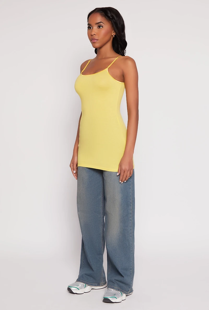 Womens Scoop Neck Basic Cami, Yellow, Size S