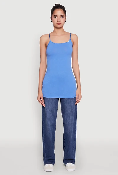 Womens Scoop Neck Basic Cami, Blue, Size L