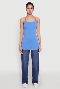 Womens Scoop Neck Basic Cami, Blue, Size L