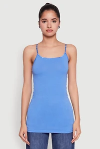 Womens Scoop Neck Basic Cami, Blue, Size L