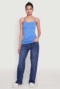 Womens Scoop Neck Basic Cami, Blue, Size L