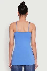 Womens Scoop Neck Basic Cami, Blue, Size L