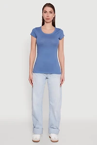 Womens Short Sleeve Scoop Neck Tee,
