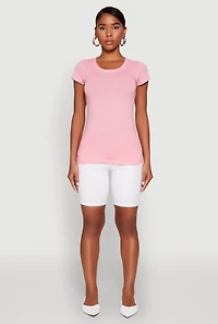 Womens Short Sleeve Scoop Neck Tee, Pink, Size M