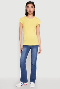 Womens Short Sleeve Scoop Neck Tee, Yellow, Size M