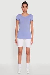Womens Short Sleeve Scoop Neck Tee, Blue, Size S