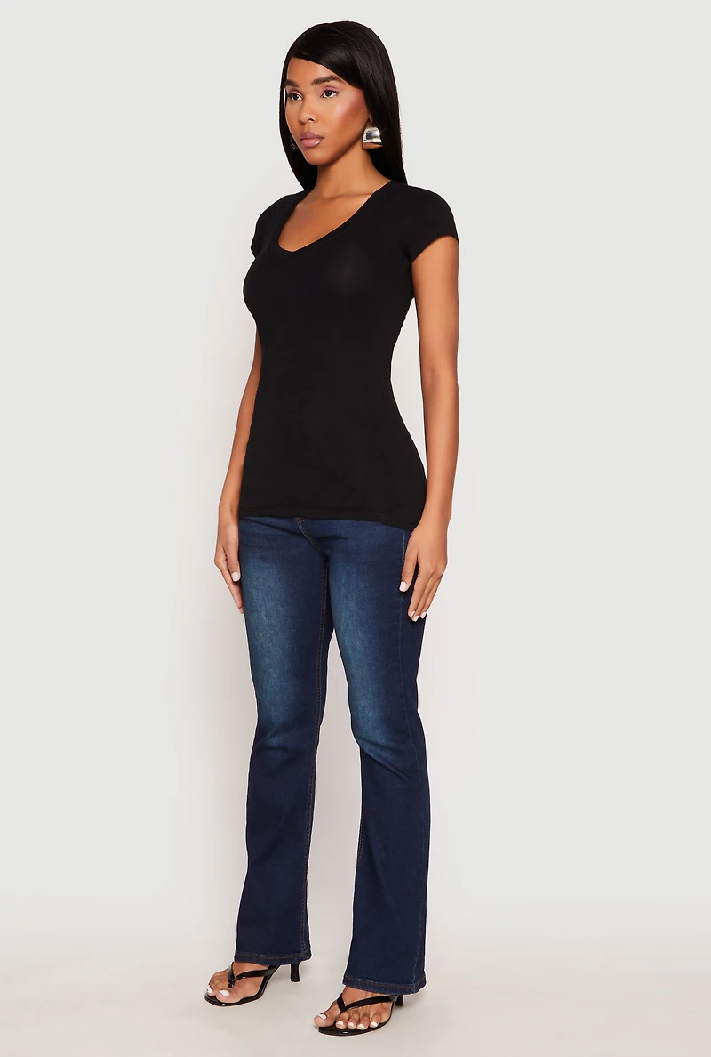 V Neck Basic Short Sleeve Tee