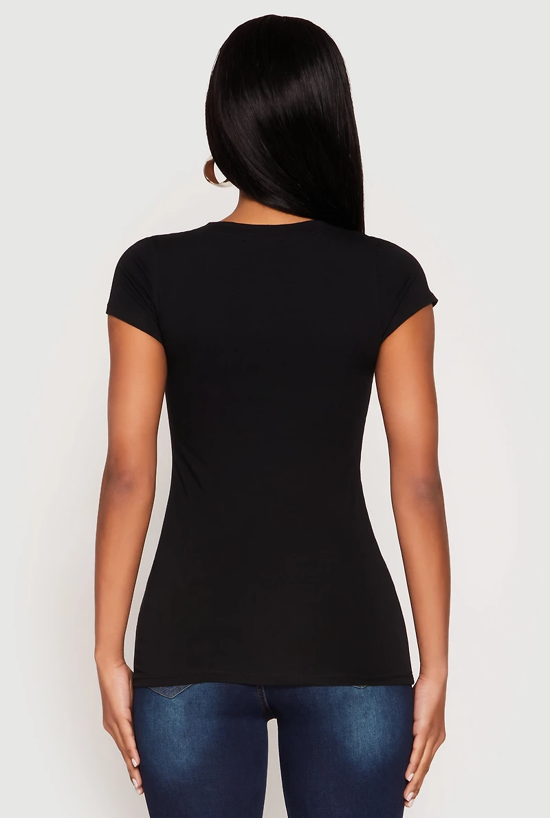V Neck Basic Short Sleeve Tee