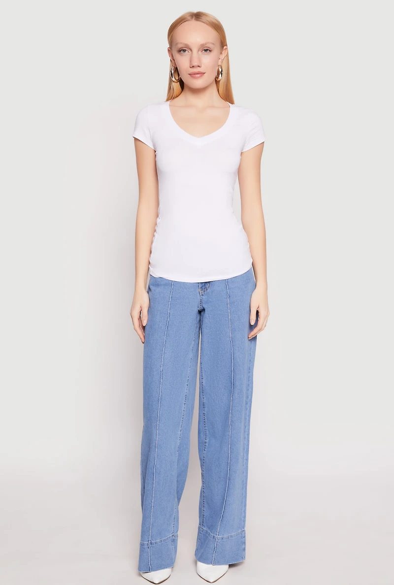 V Neck Basic Short Sleeve Tee