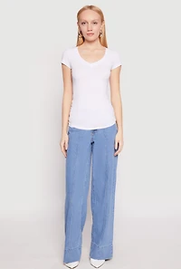 V Neck Basic Short Sleeve Tee