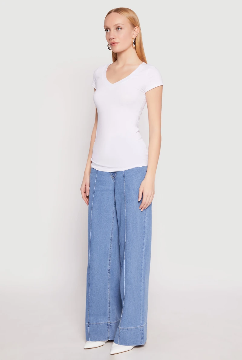 V Neck Basic Short Sleeve Tee