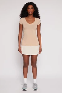 Womens V Neck Basic Short Sleeve Tee, M