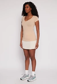 Womens V Neck Basic Short Sleeve Tee, M