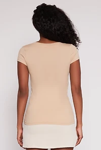 Womens V Neck Basic Short Sleeve Tee, M