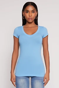 V Neck Basic Short Sleeve Tee