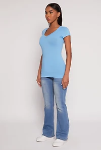 V Neck Basic Short Sleeve Tee