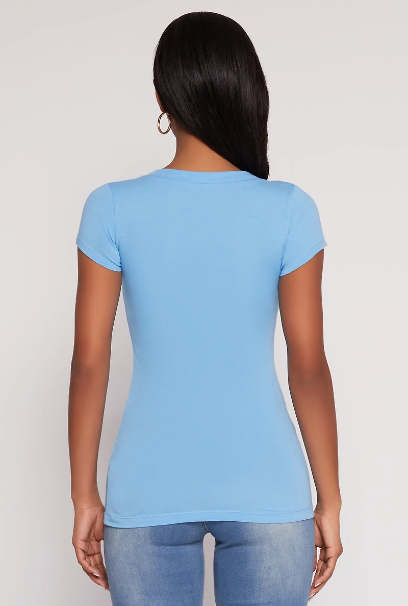 V Neck Basic Short Sleeve Tee