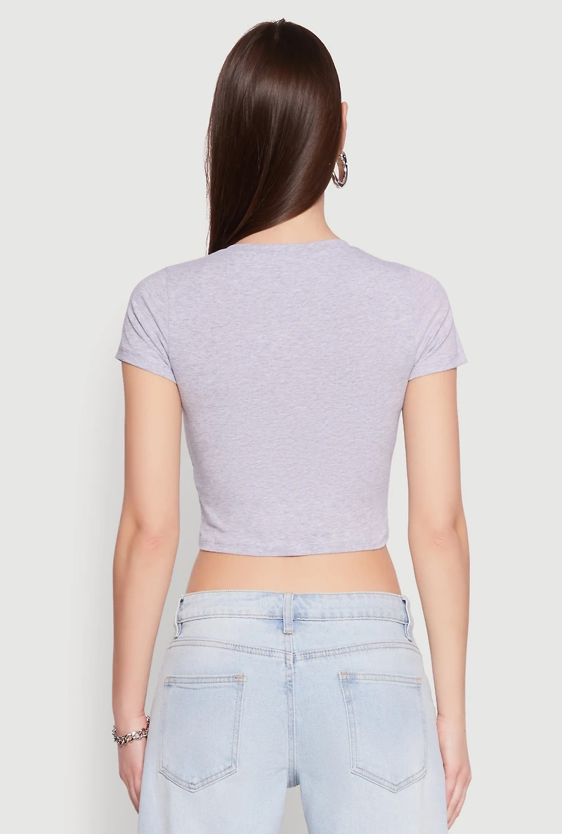 Short Sleeve V Neck Crop Top