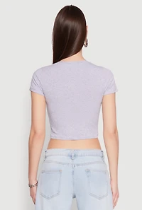 Short Sleeve V Neck Crop Top