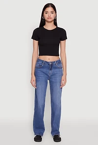 Cropped Short Sleeve Crew Neck Tee