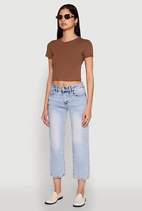 Cropped Short Sleeve Crew Neck Tee