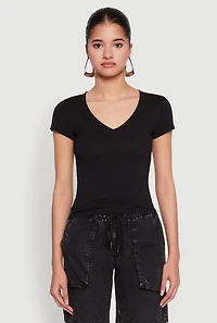 V Neck Short Sleeve Basic Tee