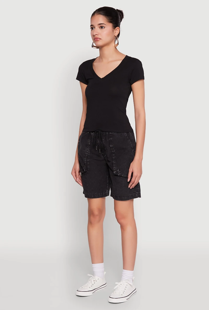 V Neck Short Sleeve Basic Tee