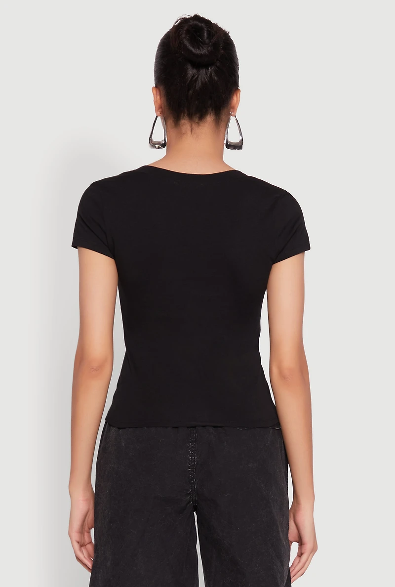 V Neck Short Sleeve Basic Tee