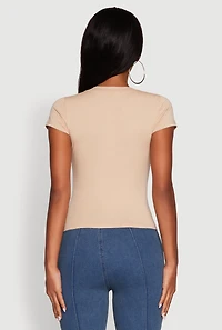 Womens V Neck Short Sleeve Basic Tee,