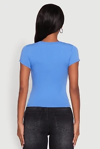 Womens V Neck Short Sleeve Basic Tee,