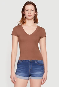 Basic V Neck Short Sleeve T Shirt