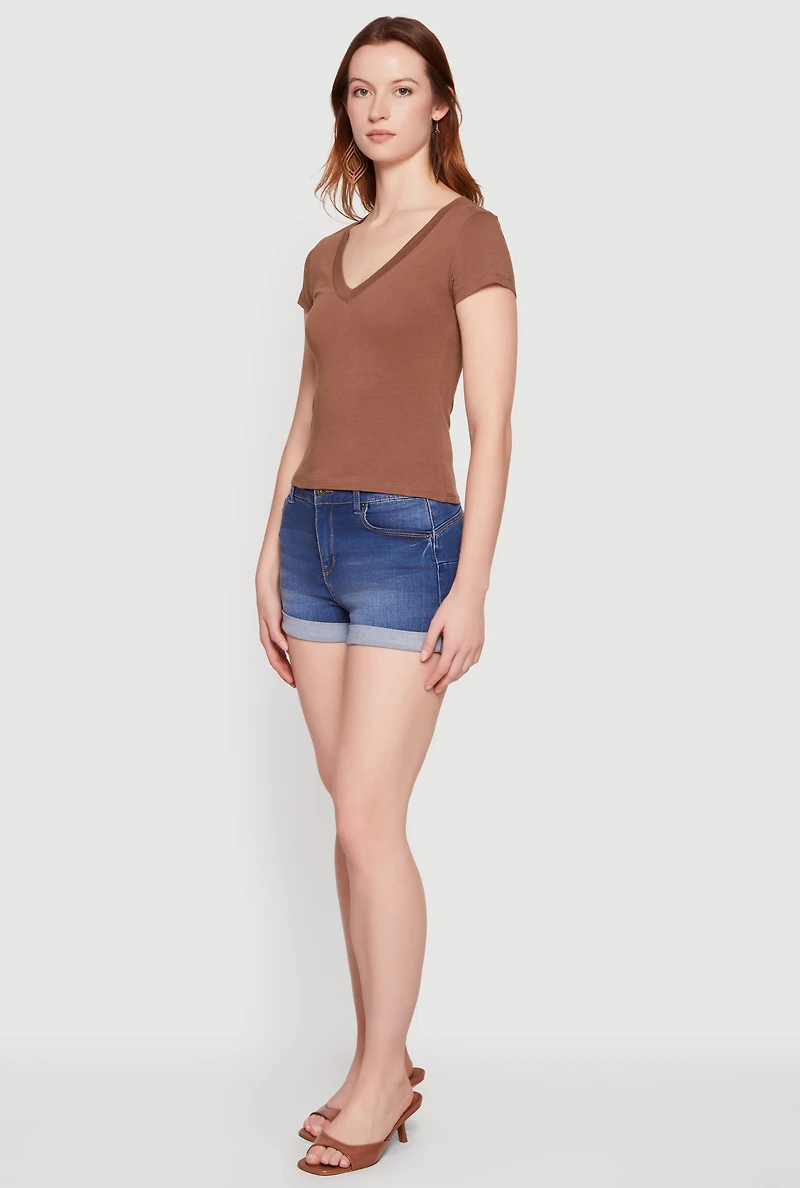 Basic V Neck Short Sleeve T Shirt
