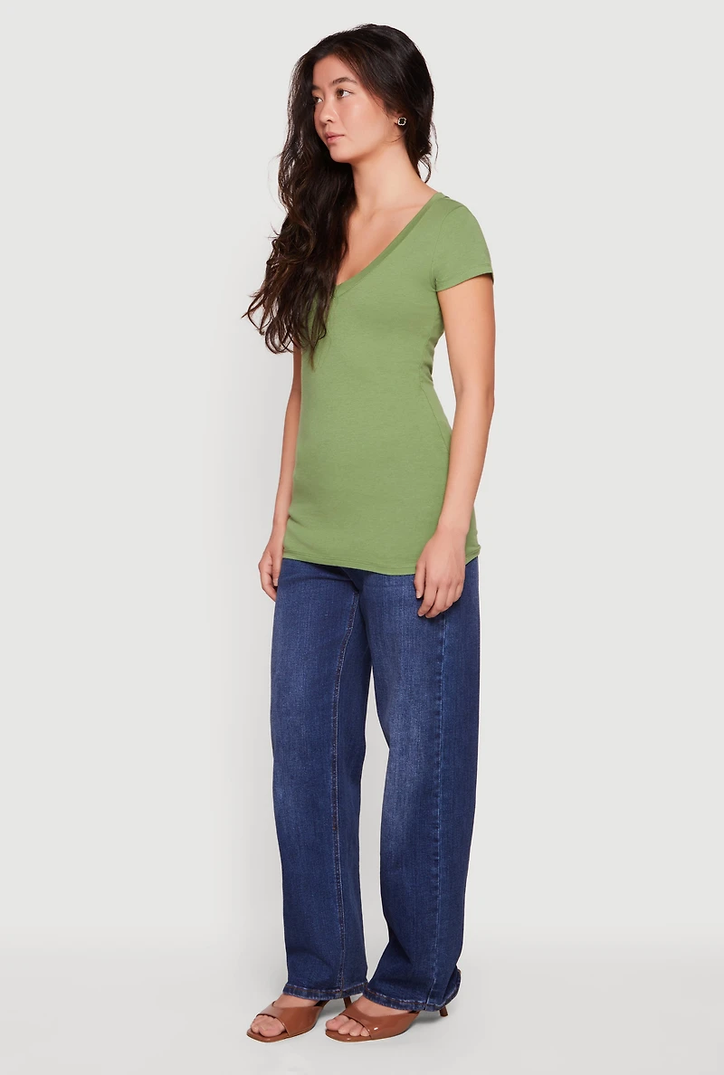 Basic V-Neck Short Sleeve T-Shirt