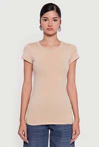 Womens Basic Short Sleeve Crew Neck Tee,